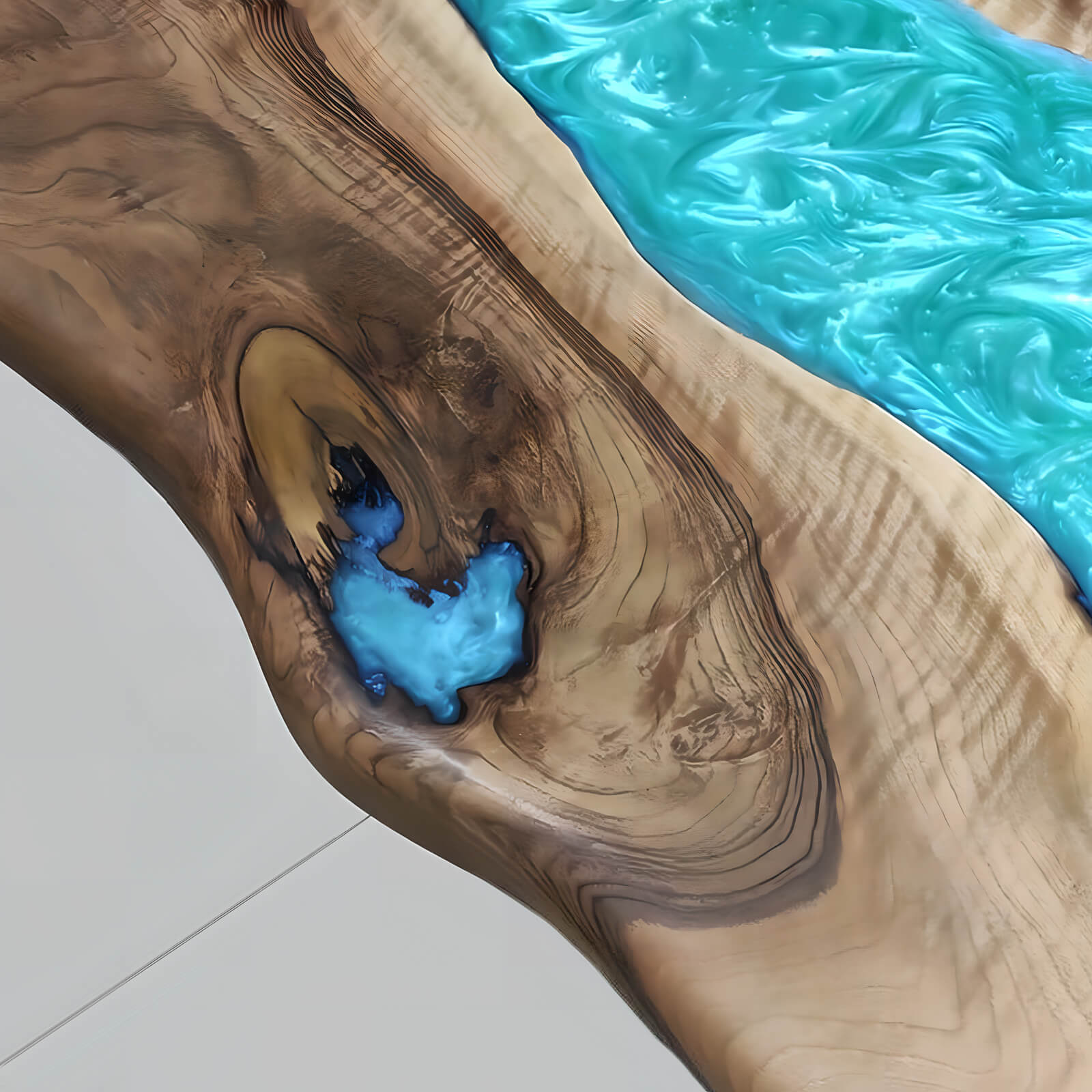 Custom Black Walnut Epoxy Resin River Table Pearl Green TRT-58 - image 7 | ThawHome