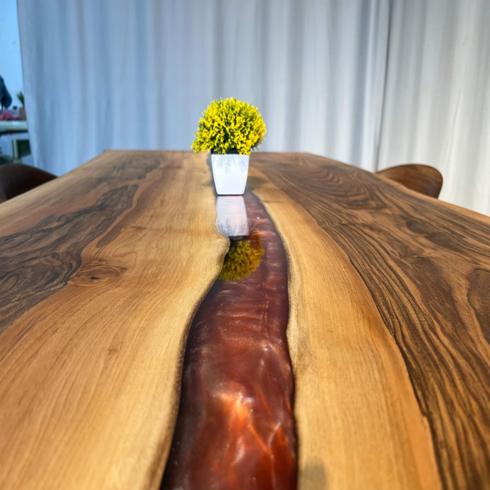 Custom Black Walnut Epoxy Resin River Table Red Resin ZRT-46 - image 7 | ThawHome