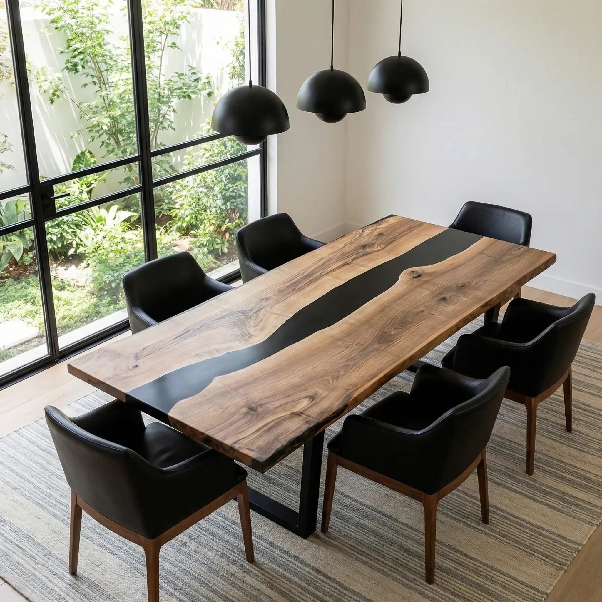 Custom Black Walnut Epoxy Resin River Table Smoked Black ERX-58 - image 2 | ThawHome