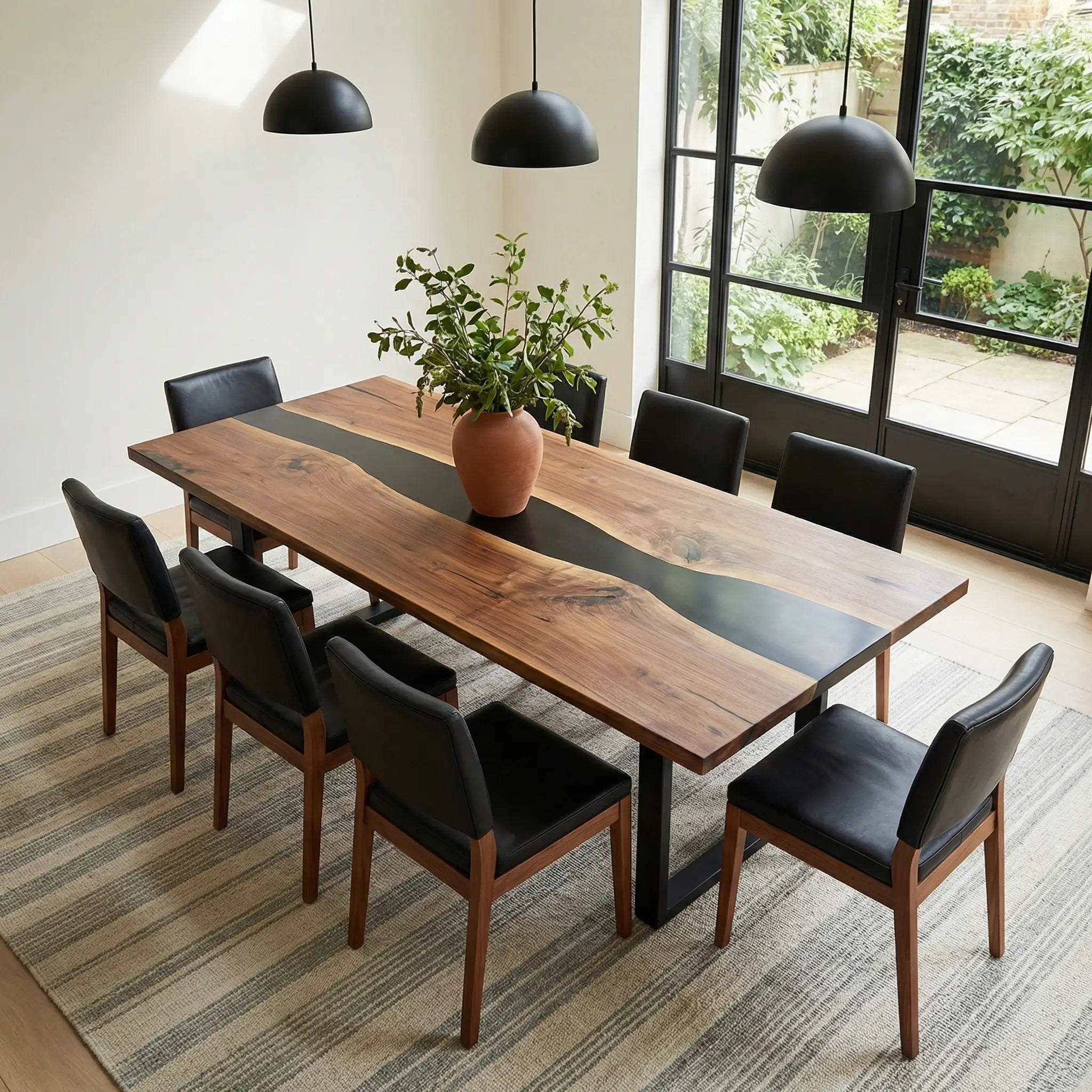 Custom Black Walnut Epoxy Resin River Table Smoked Black ERX-58 - image 3 | ThawHome