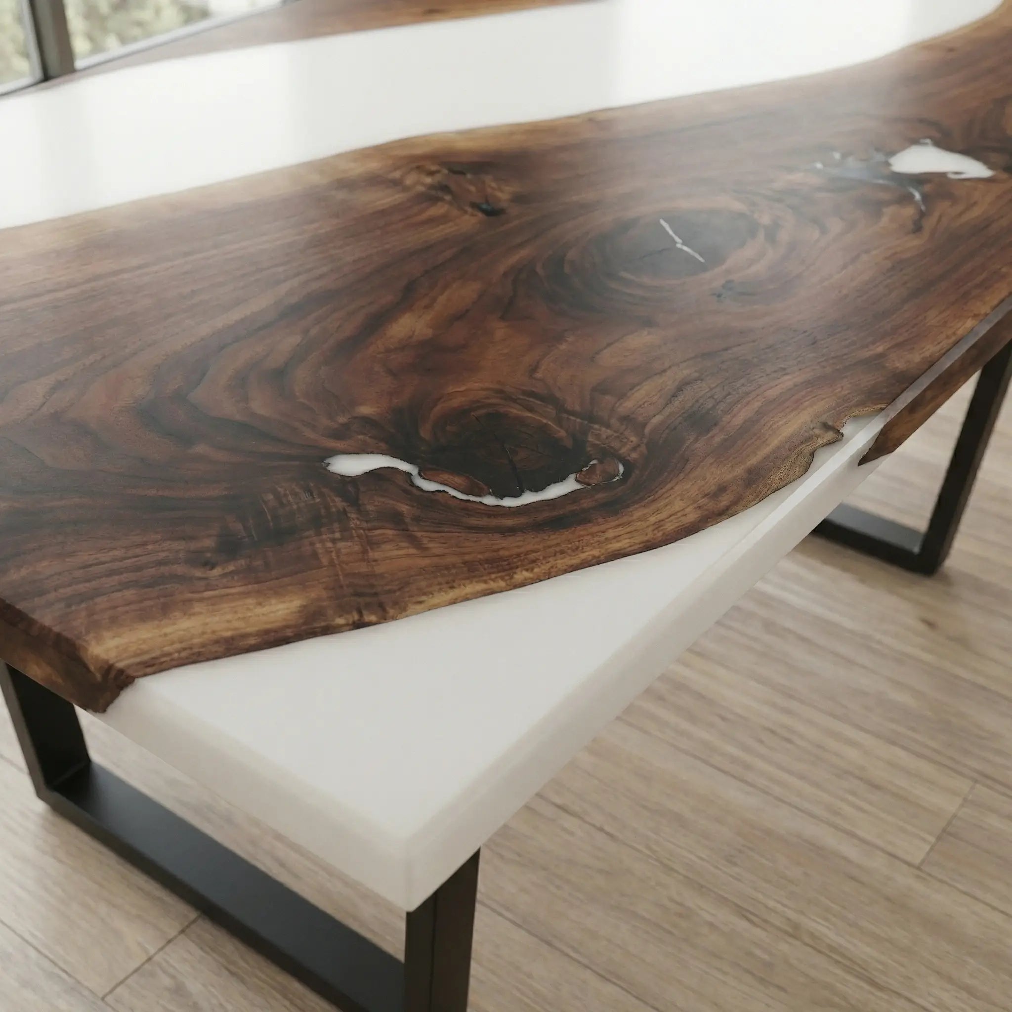 Custom Black Walnut Epoxy Resin River Table White Resin XPT-47 - image 4 | ThawHome
