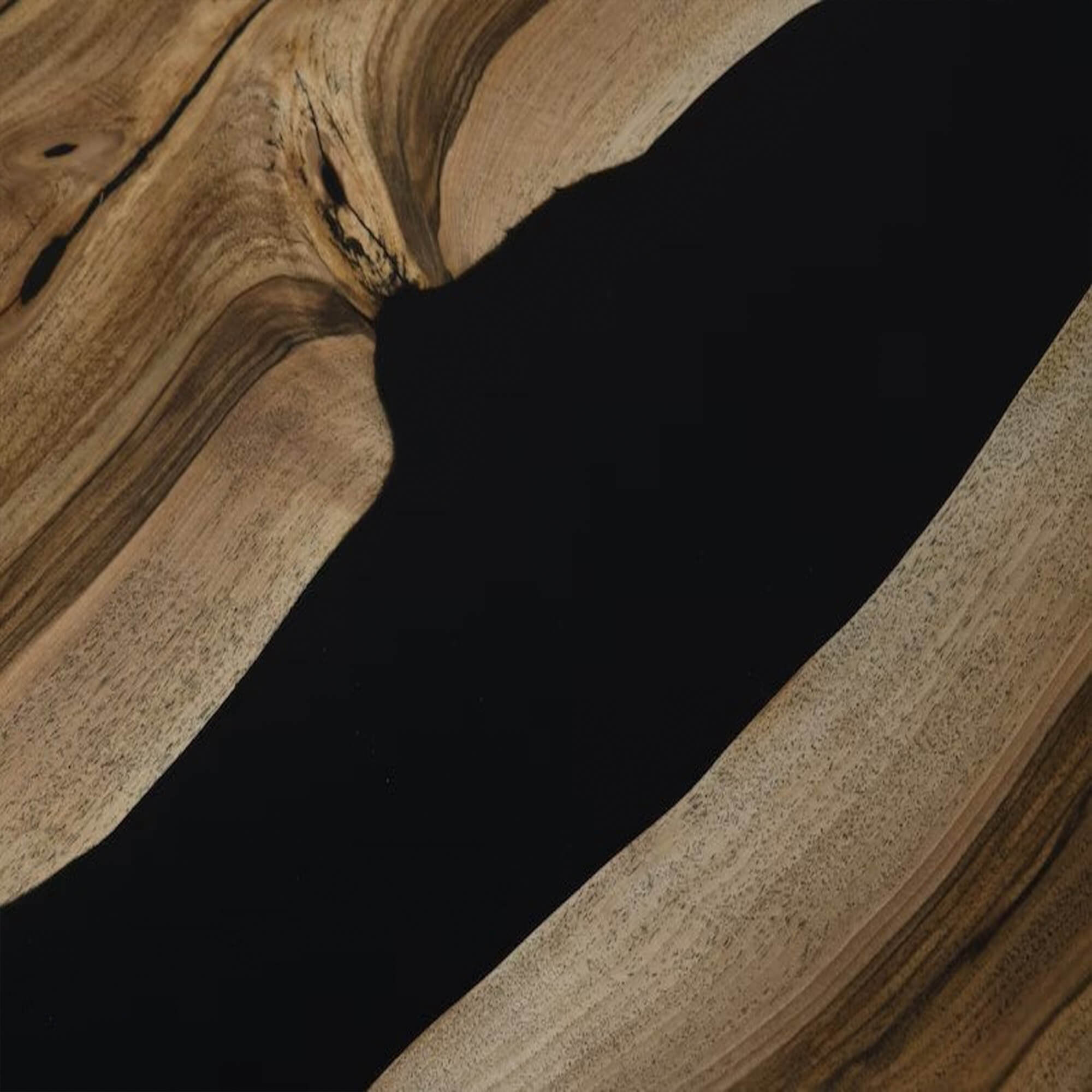 Custom Black Walnut Epoxy Resin Round Coffee Table Black Resin