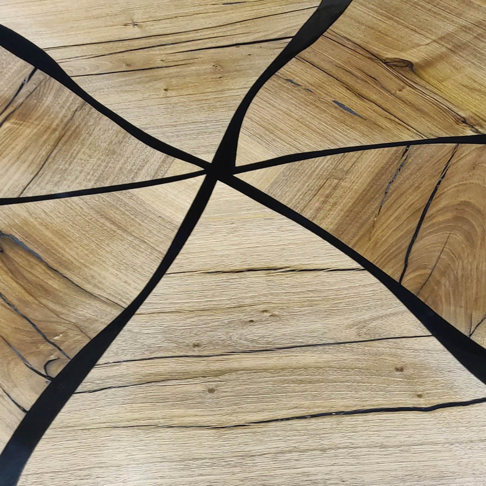 Custom Black Walnut Epoxy Resin Round Coffee Table Black Resin