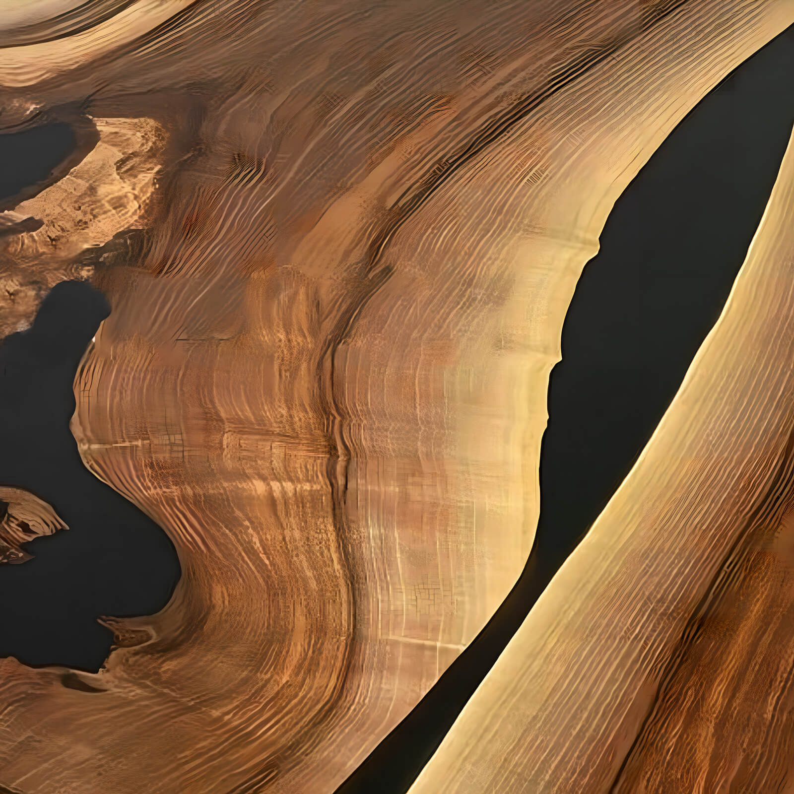 Custom Black Walnut Epoxy Resin Round Coffee Table Black Resin