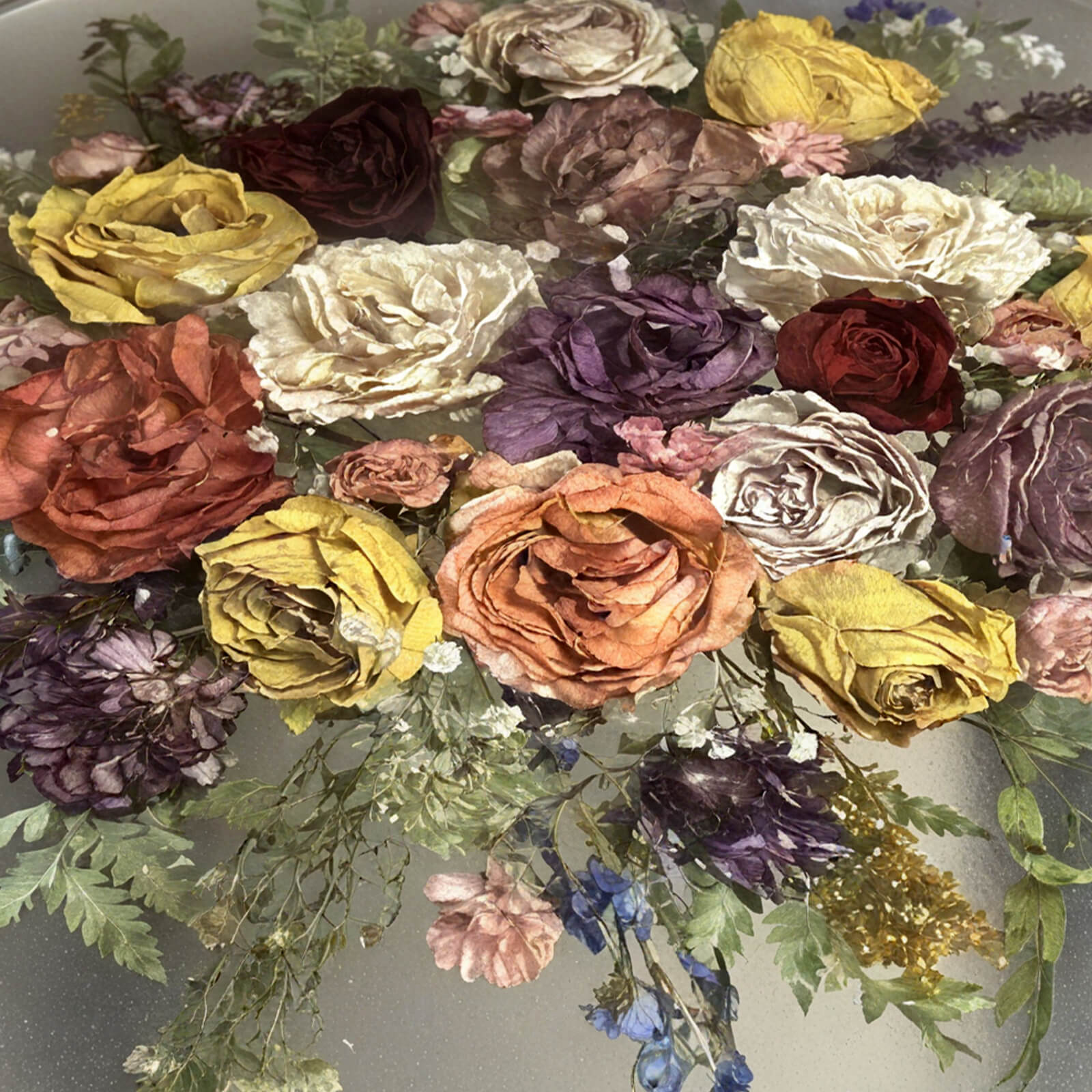 Custom Epoxy Resin Round Flower Coffee Table Transparent Resin