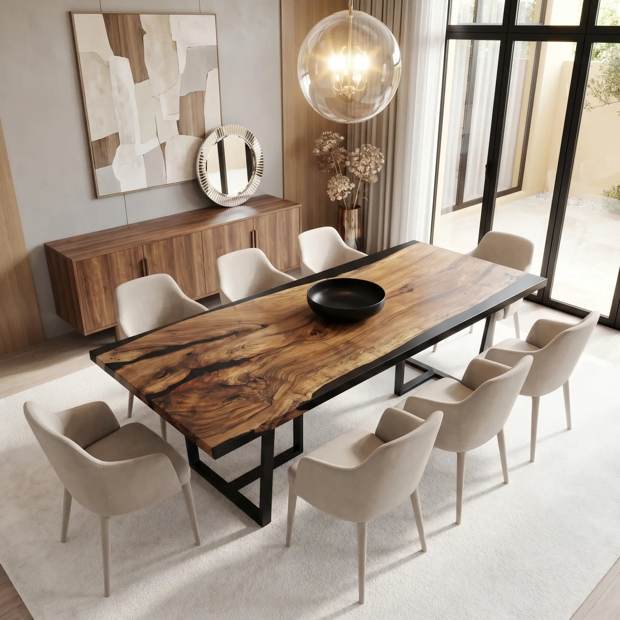 Custom Olive Epoxy Resin River Table Black Resin ERT-57 - image 3 | ThawHome
