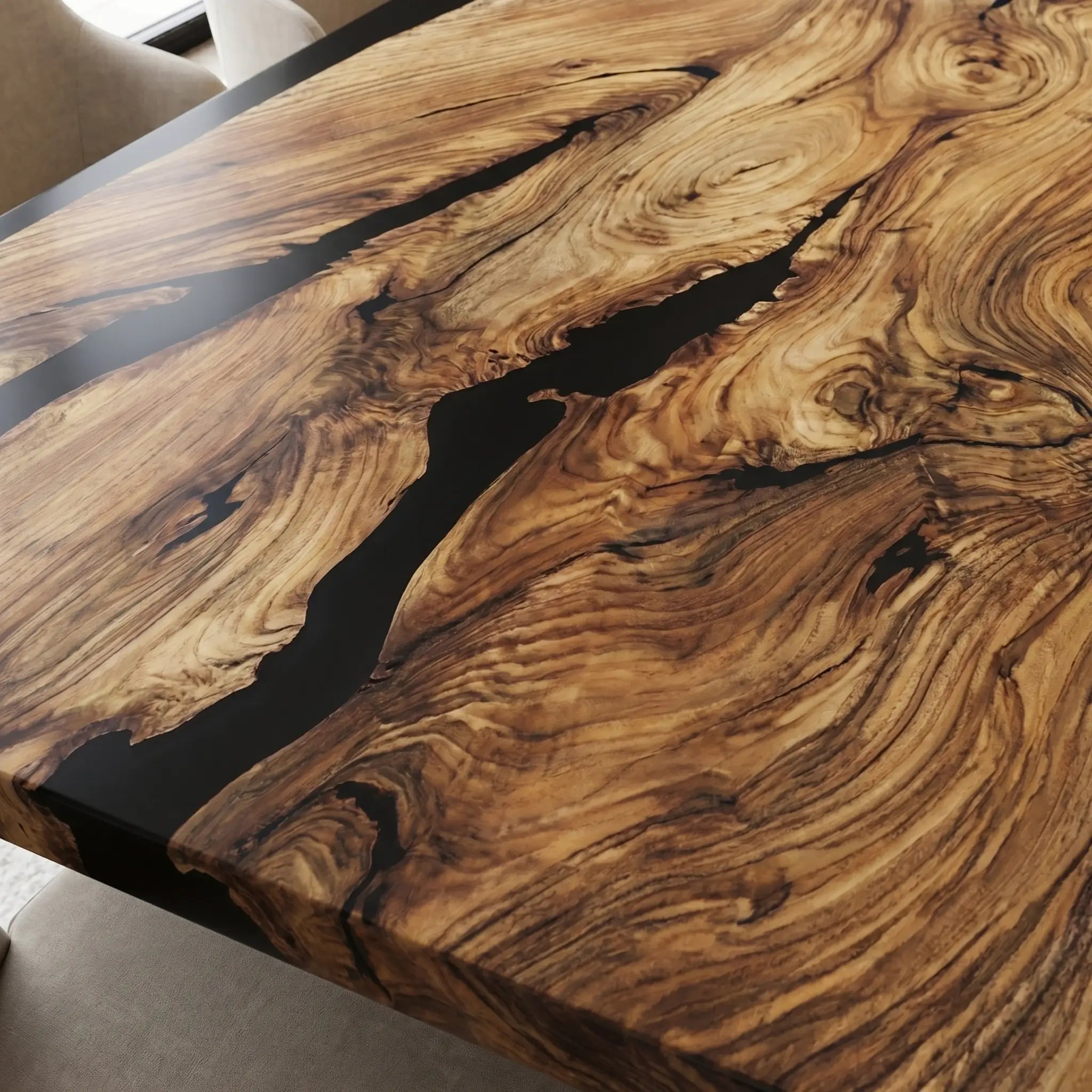 Custom Olive Epoxy Resin River Table Black Resin ERT-57 - image 4 | ThawHome