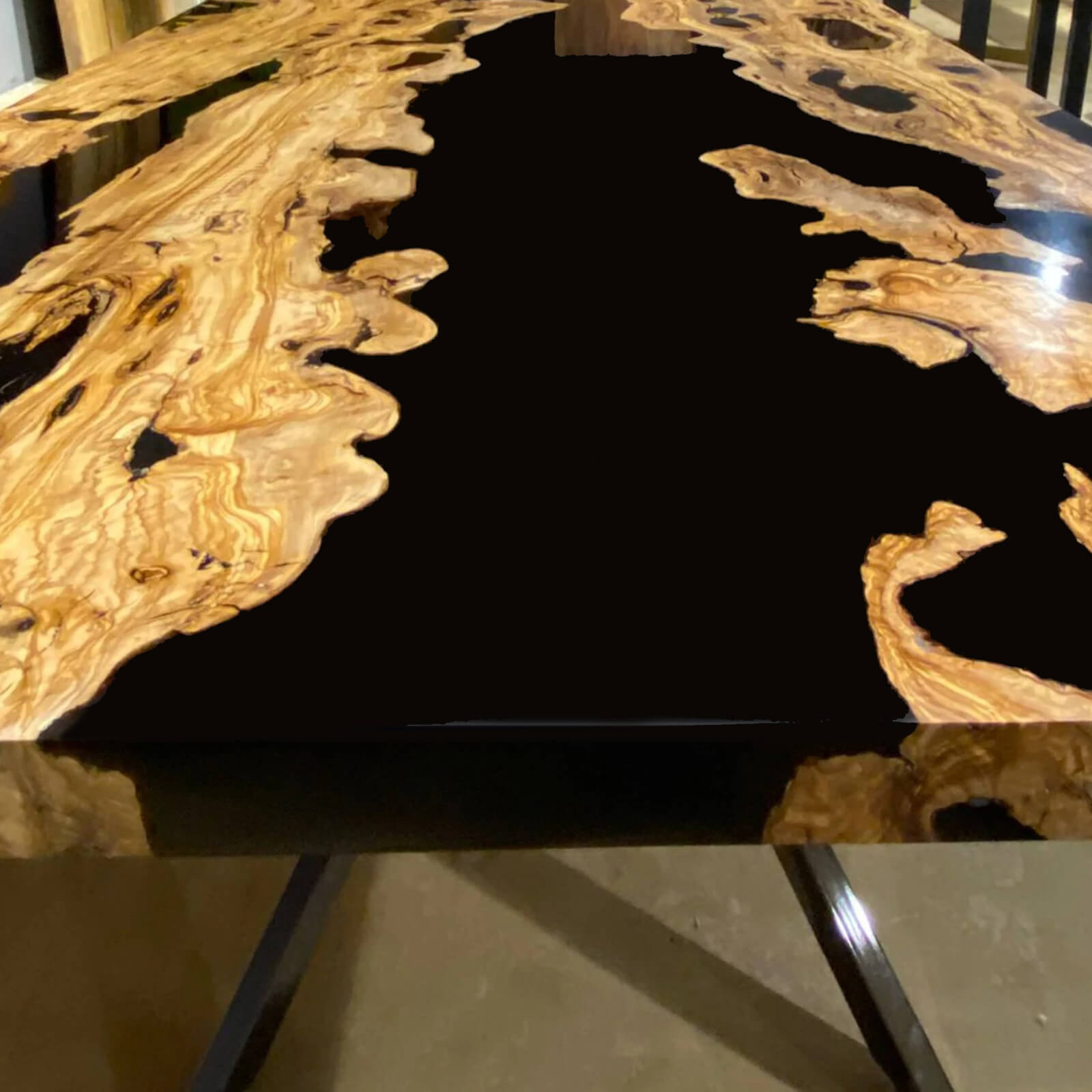 Custom Olive Epoxy Resin River Table Black Resin ERT-66 - image 7 | ThawHome