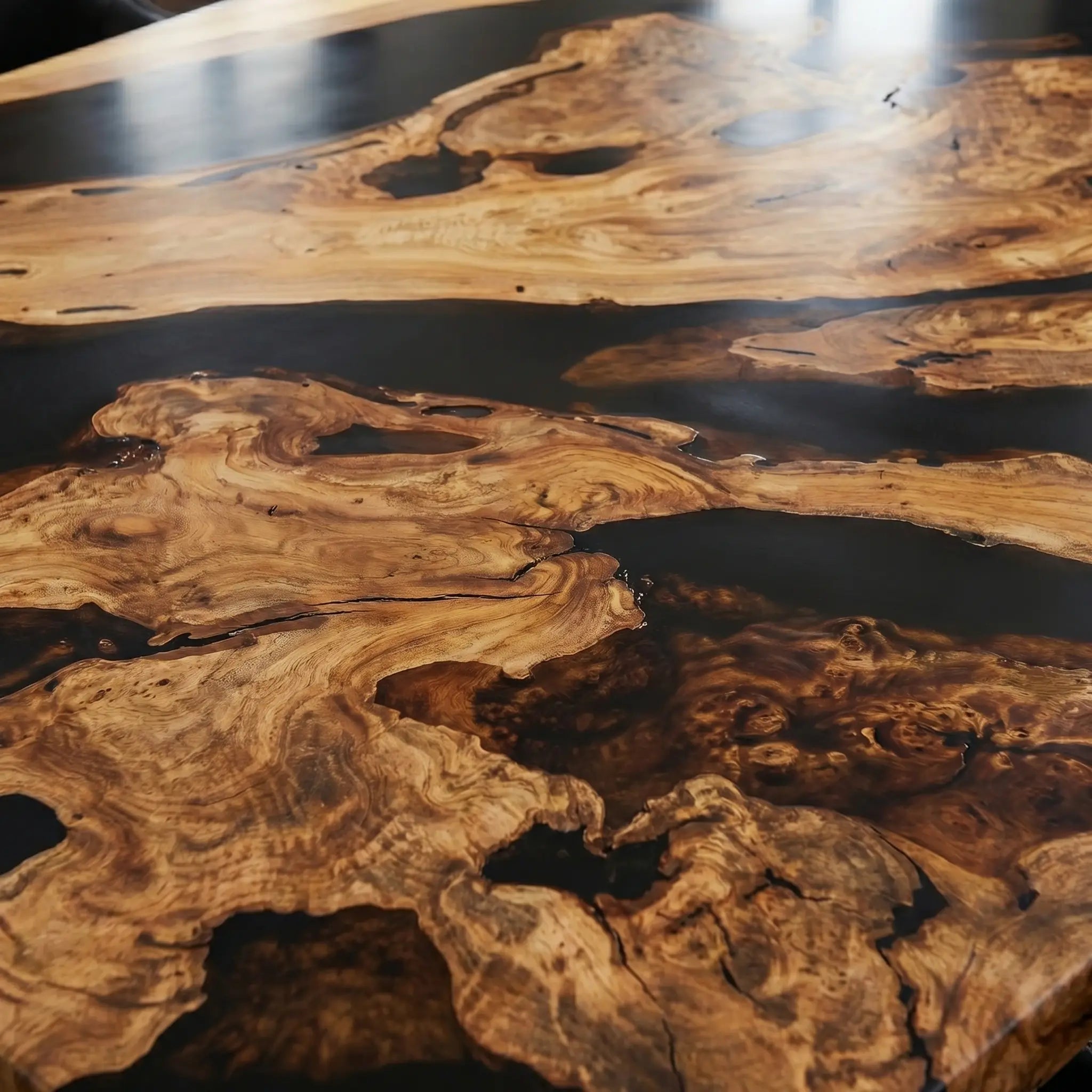 Custom Olive Epoxy Resin River Table Black Resin ERT-92 - image 5 | ThawHome