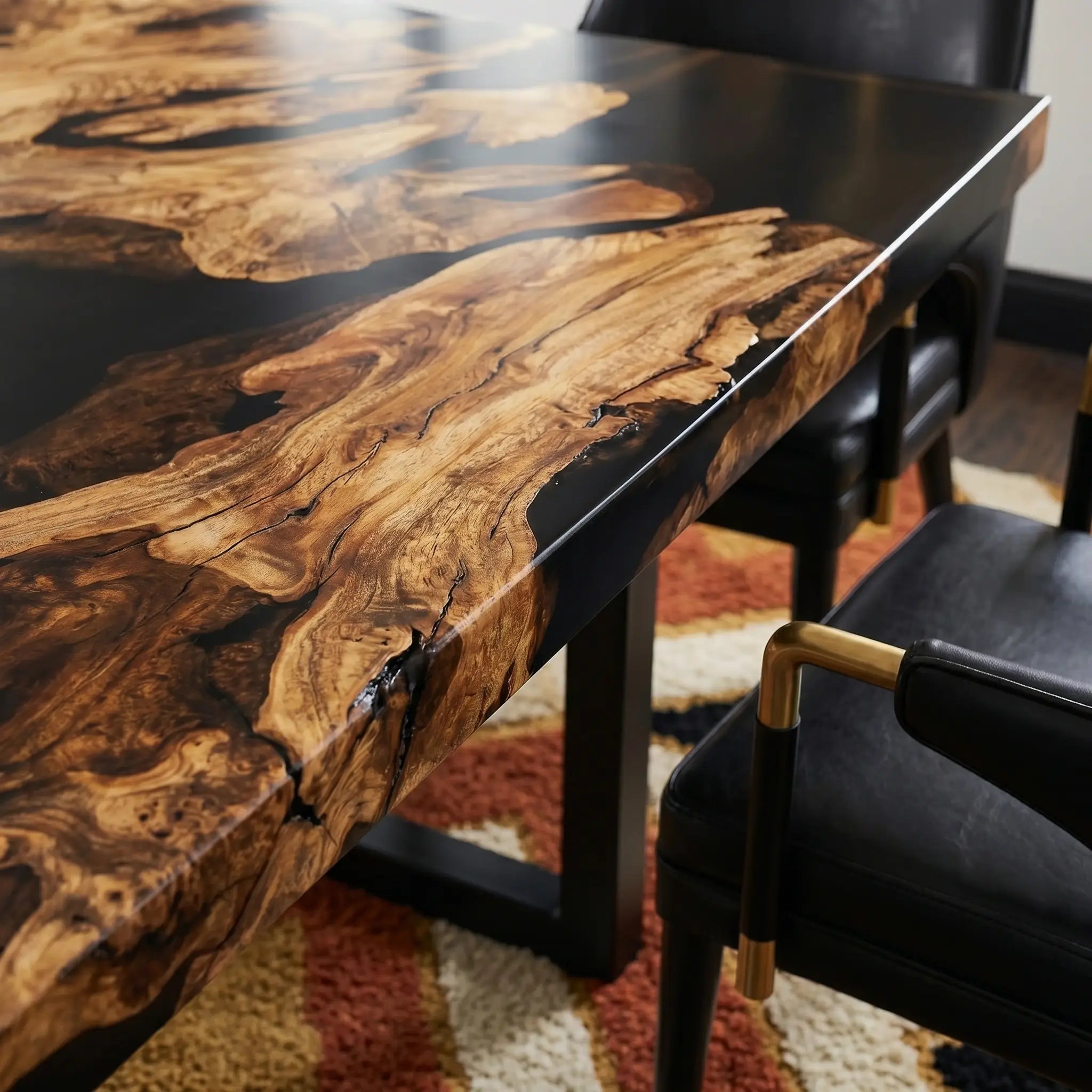 Custom Olive Epoxy Resin River Table Black Resin ERT-92 - image 6 | ThawHome