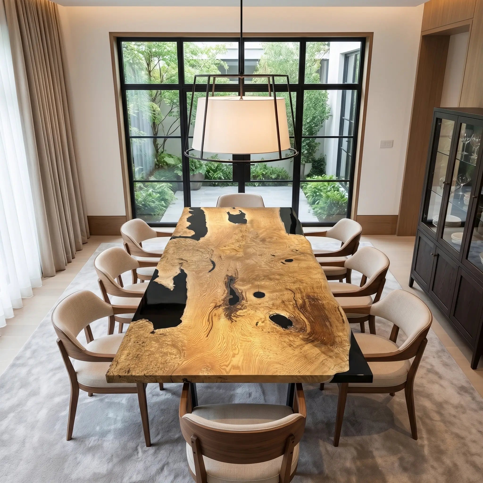 Custom Olive Epoxy Resin River Table Black Resin JRT-57 - image 2 | ThawHome