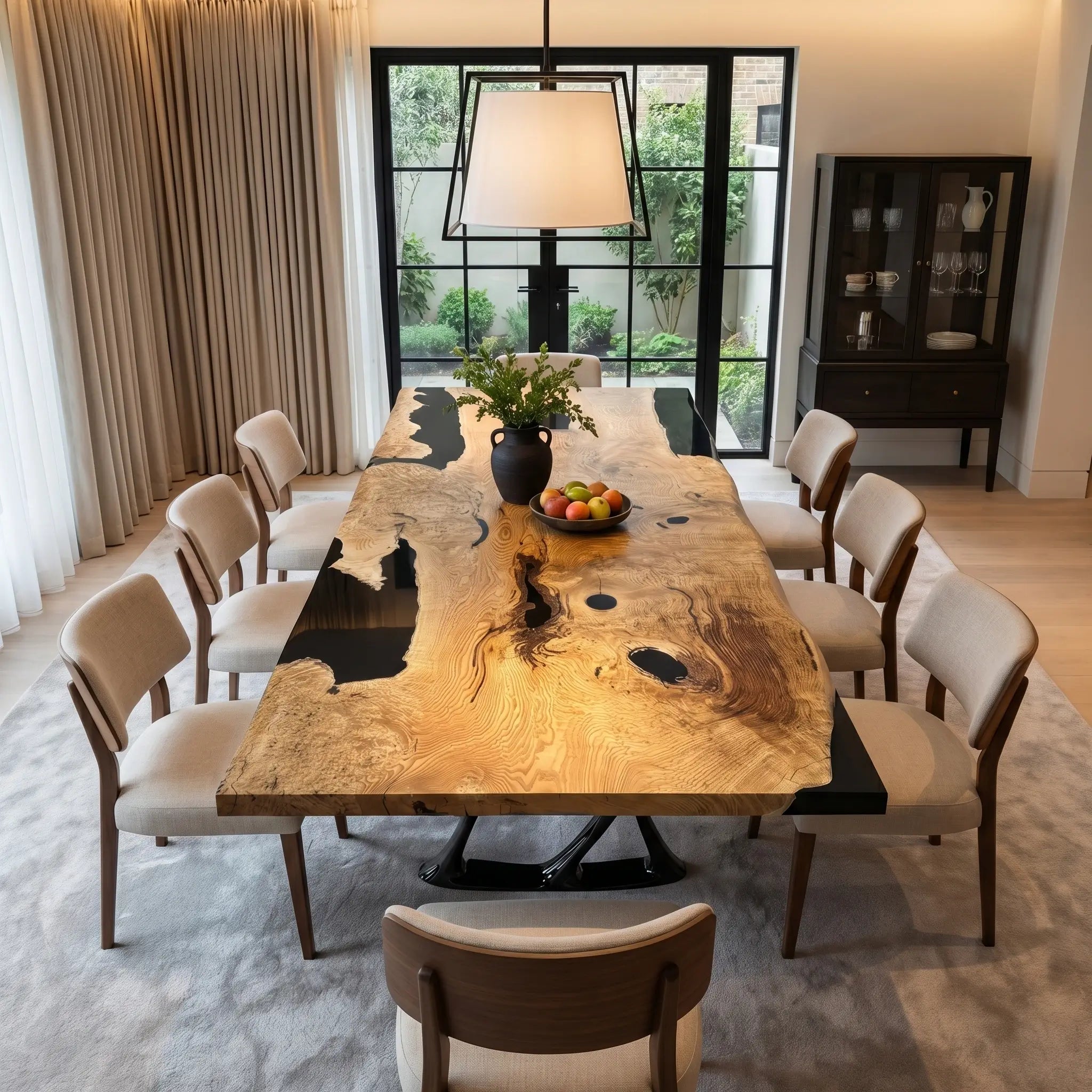 Custom Olive Epoxy Resin River Table Black Resin JRT-57 - image 3 | ThawHome