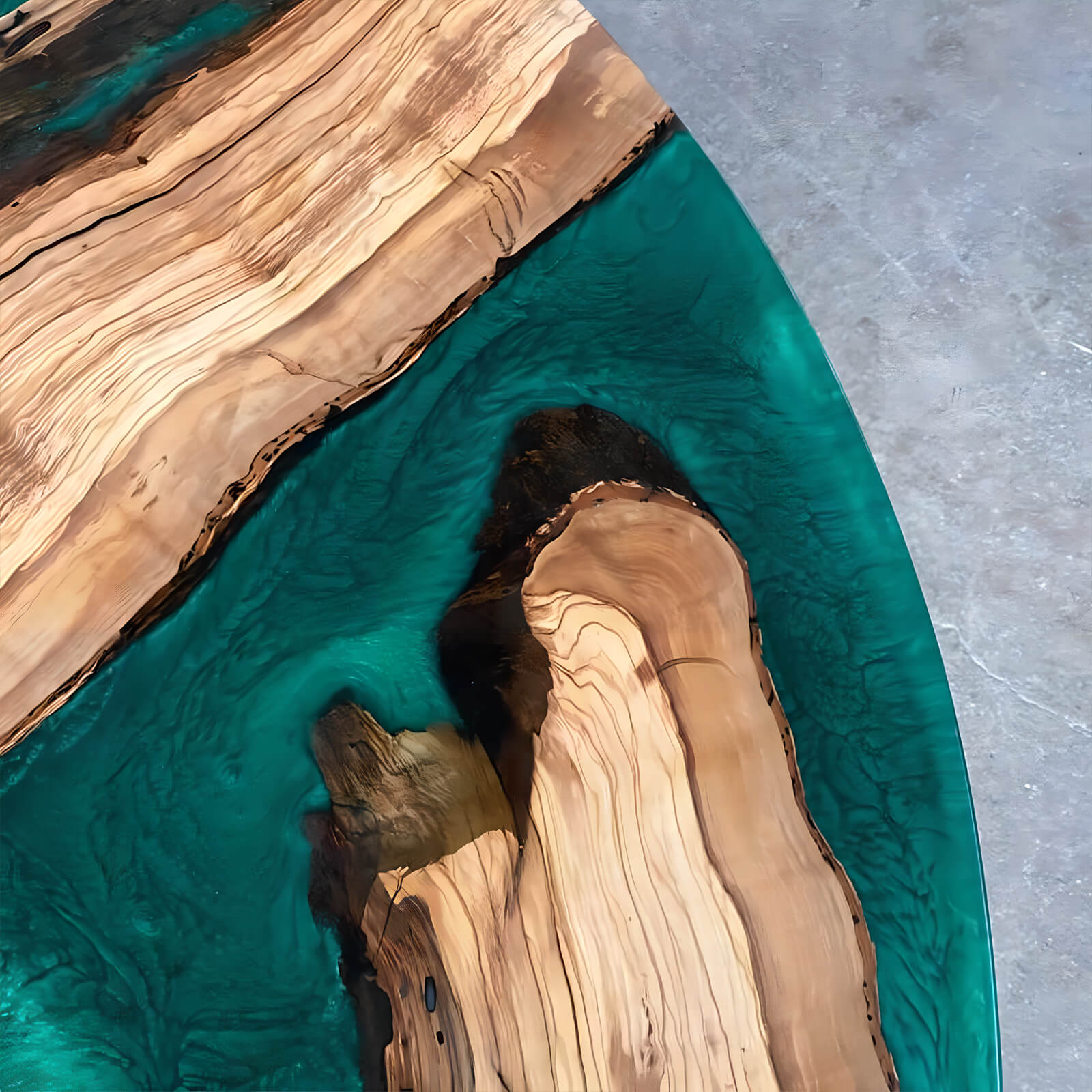 Custom Olive Epoxy Resin Round Coffee Table Green Resin