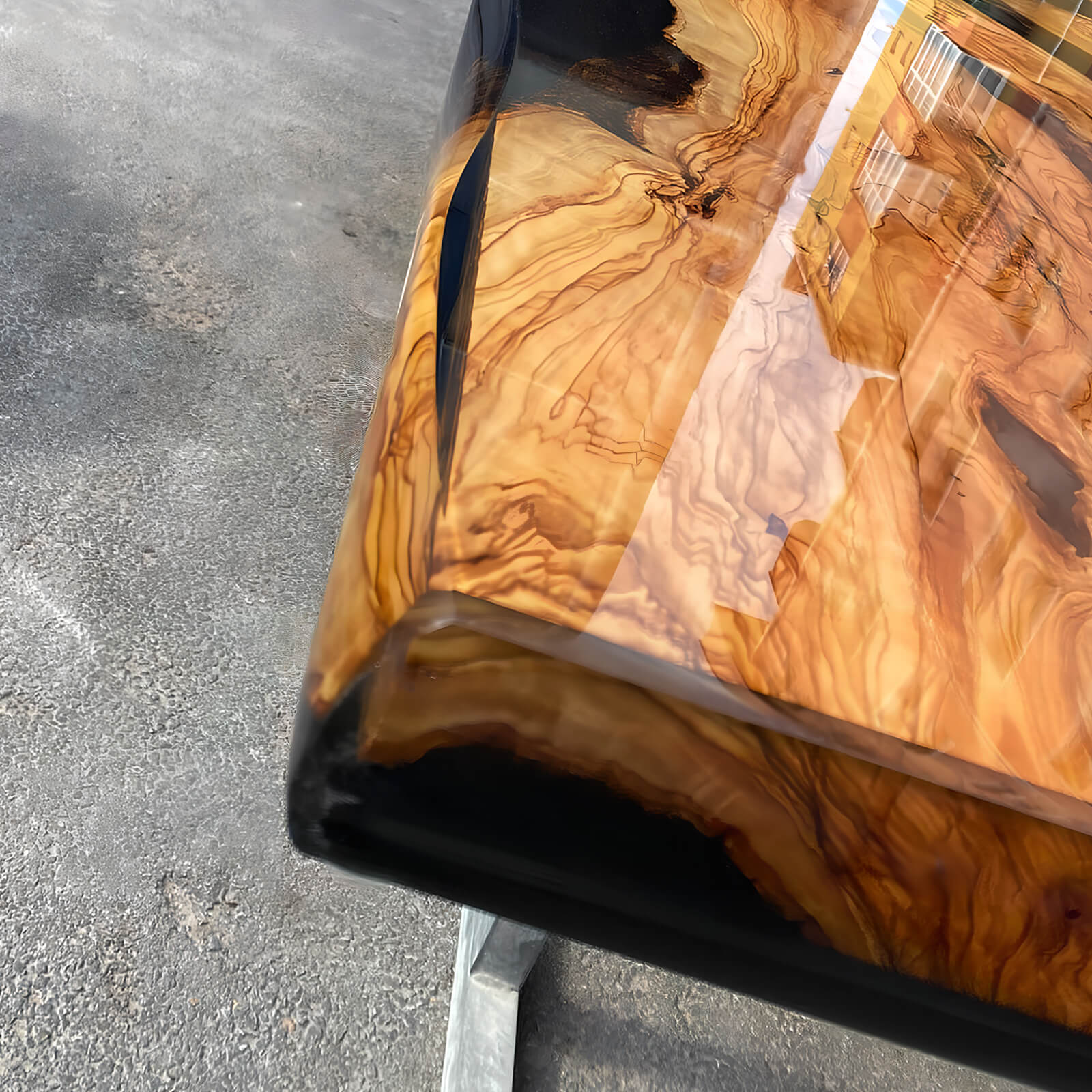 Custom Olive Epoxy Resin River Table Black Resin ORT-32 - image 6 | ThawHome