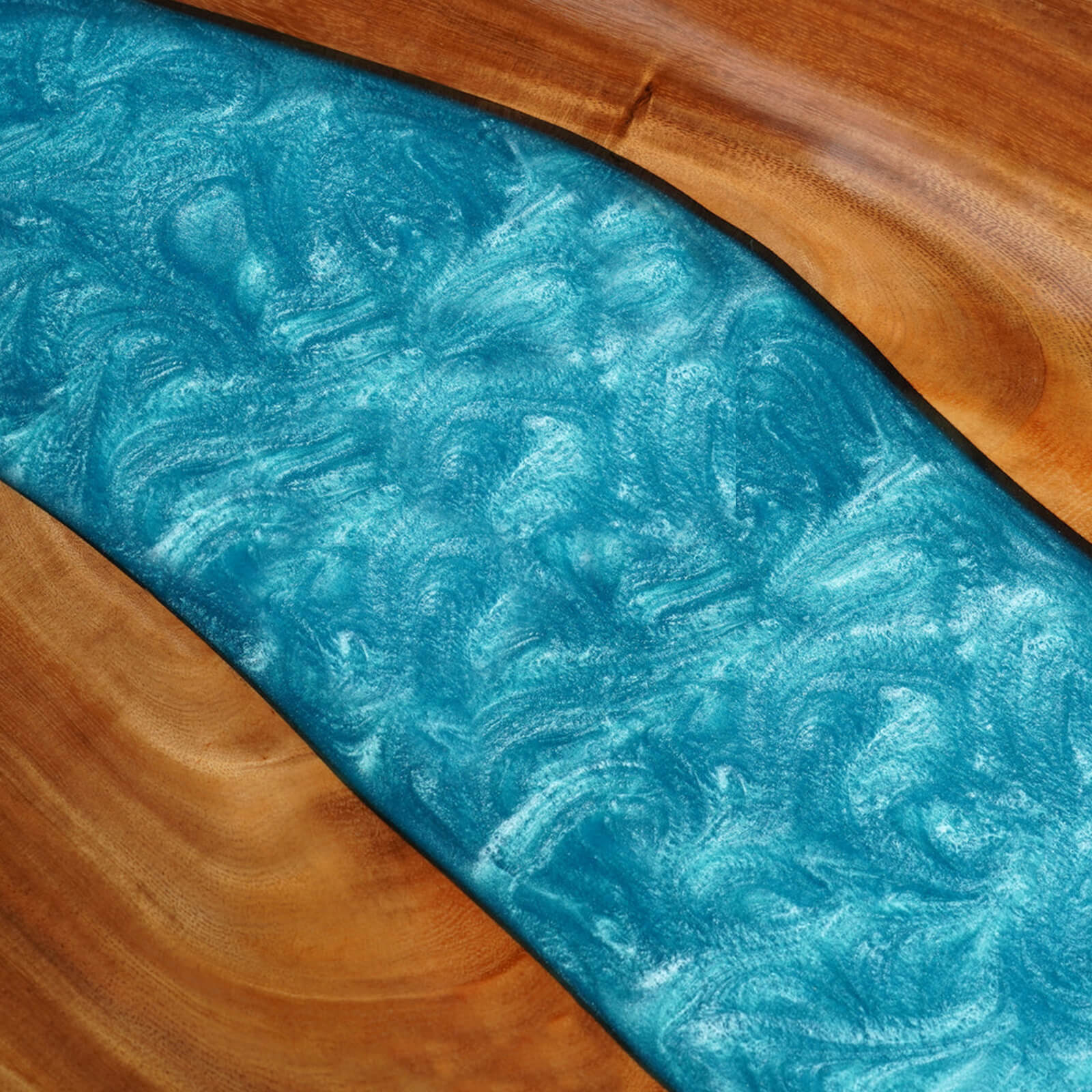 Custom Walnut Epoxy Resin River Table Mint Blue ERT-55 - image 5 | ThawHome