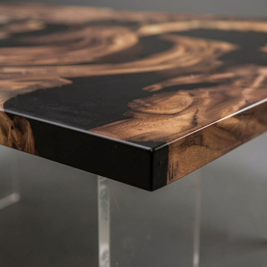 Ready-to-Ship Walnut Black Epoxy River Dining Table 84″ x 42″