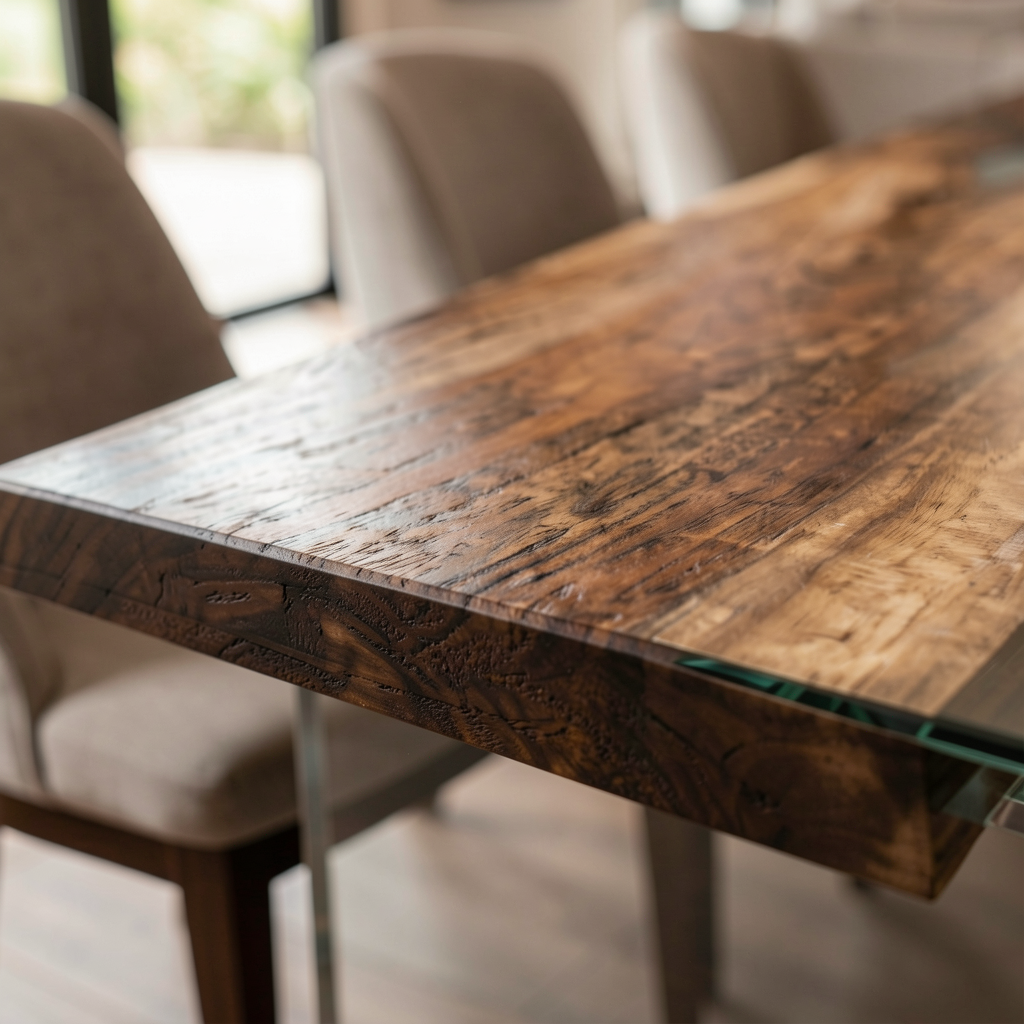 Black Walnut Wood with Transparent Epoxy Resin Dining Table 31.5"W x 78.7"L Thickness 1.6"