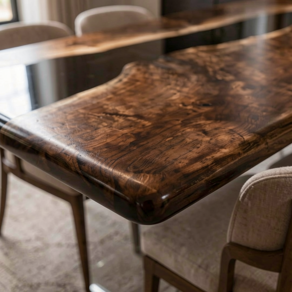 Black Walnut with Black Epoxy Resin Dining Table 31.5"W x 70.9"L Thickness 2.0"