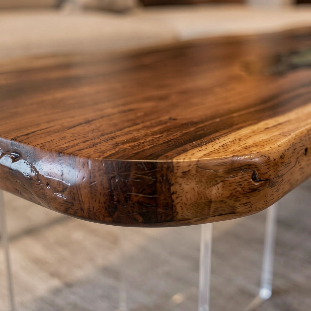 Walnut Wood Natural Slab Greenery Resin Table 30“W x 63"L