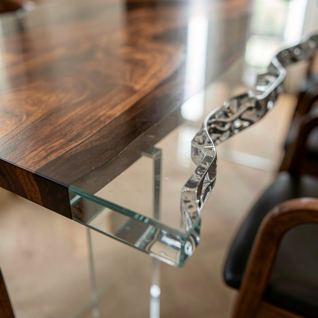 Black Walnut Wood with Clear Epoxy Resin Dining Table 78.7" L × 35.4" W Thickness 2"