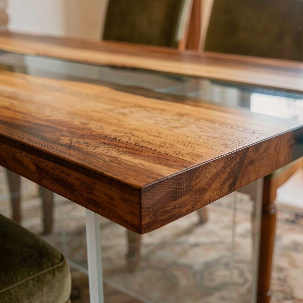 Walnut Wood Transparent Blue Epoxy Dining Table 30"W x 93"L Thickness 1.8"