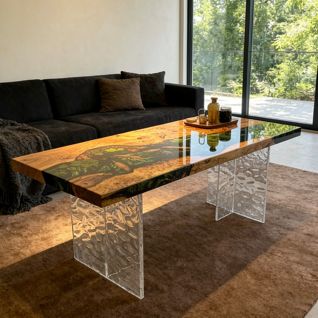 Wood River Rectangle Resin Coffee Table 28"W x 55"L