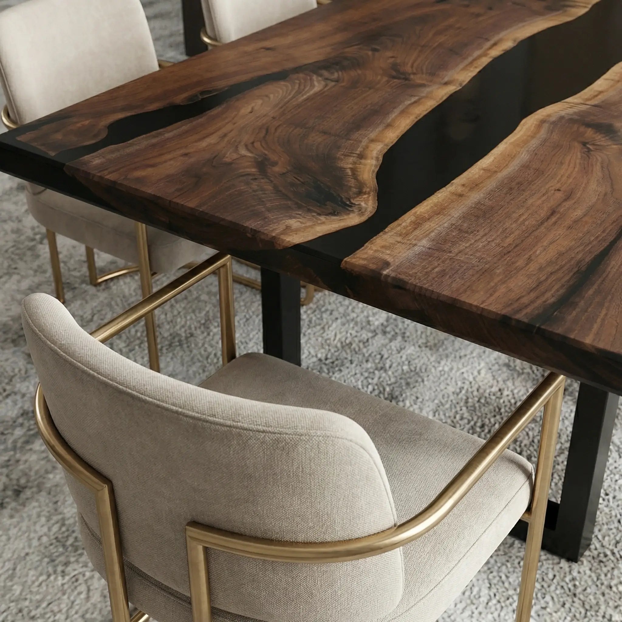 Custom Black Walnut Epoxy Resin River Table Black Resin QRT-75 - image 5 | ThawHome