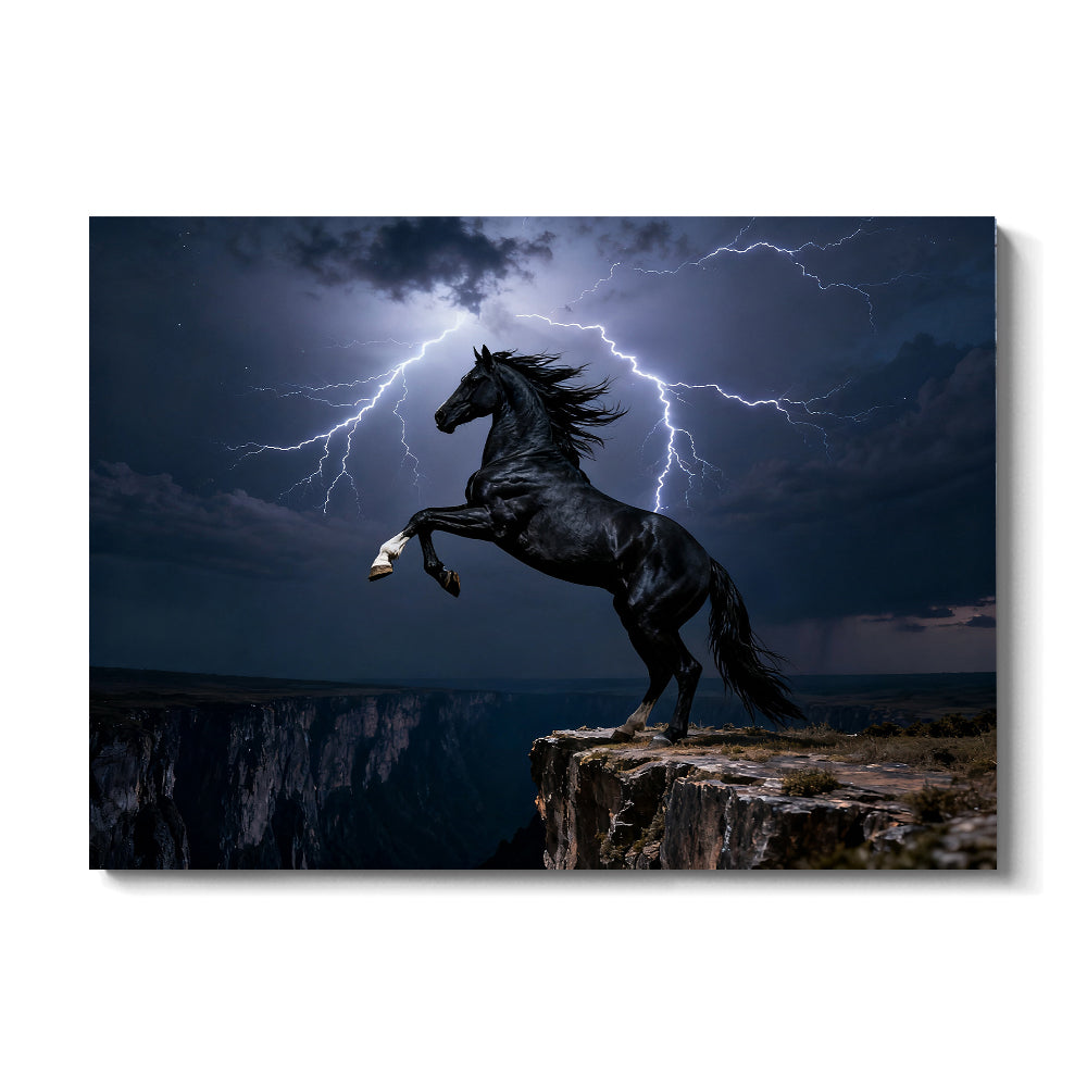 Storm on the Ridge horse wall art, front view on a white background.