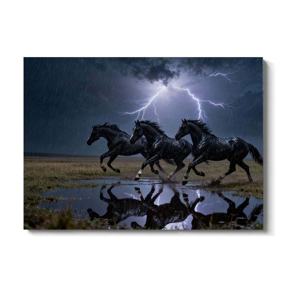 Thunder Herd horse wall art, front view on a white background.