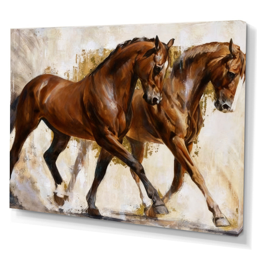 Together in Stride horse wall art, angled canvas mockup on a white background.