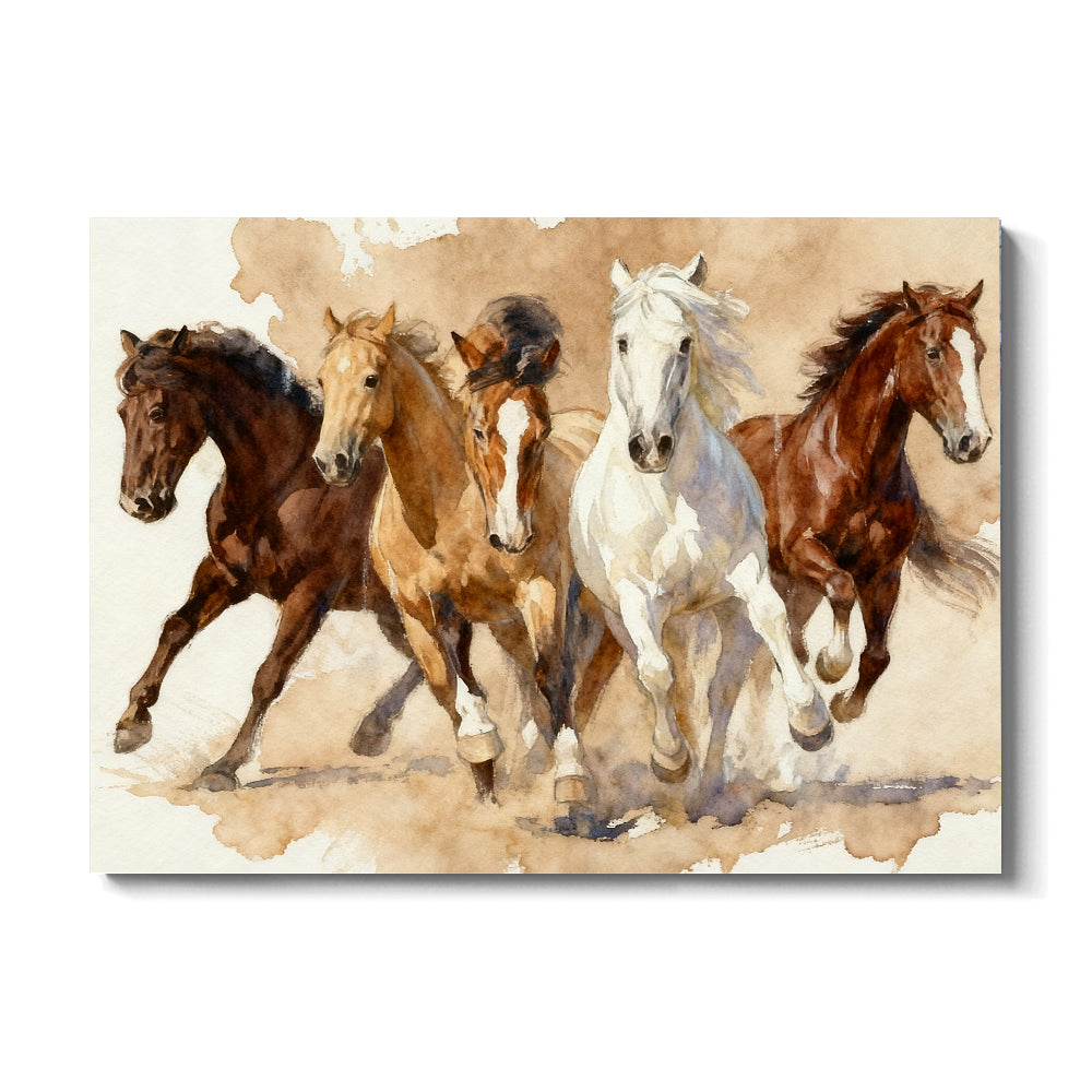 Four in Harmony horse wall art, front view on a white background.