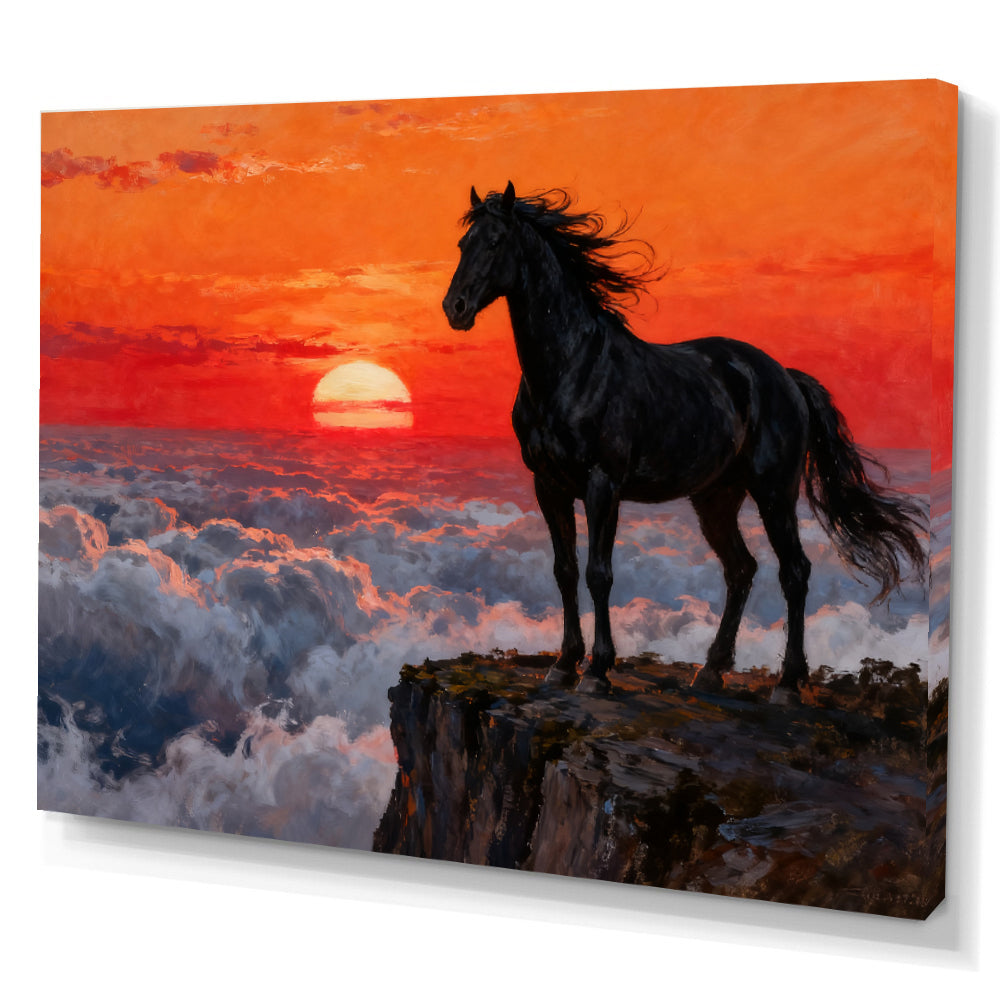 Above the Clouds horse wall art, angled canvas mockup on a white background.