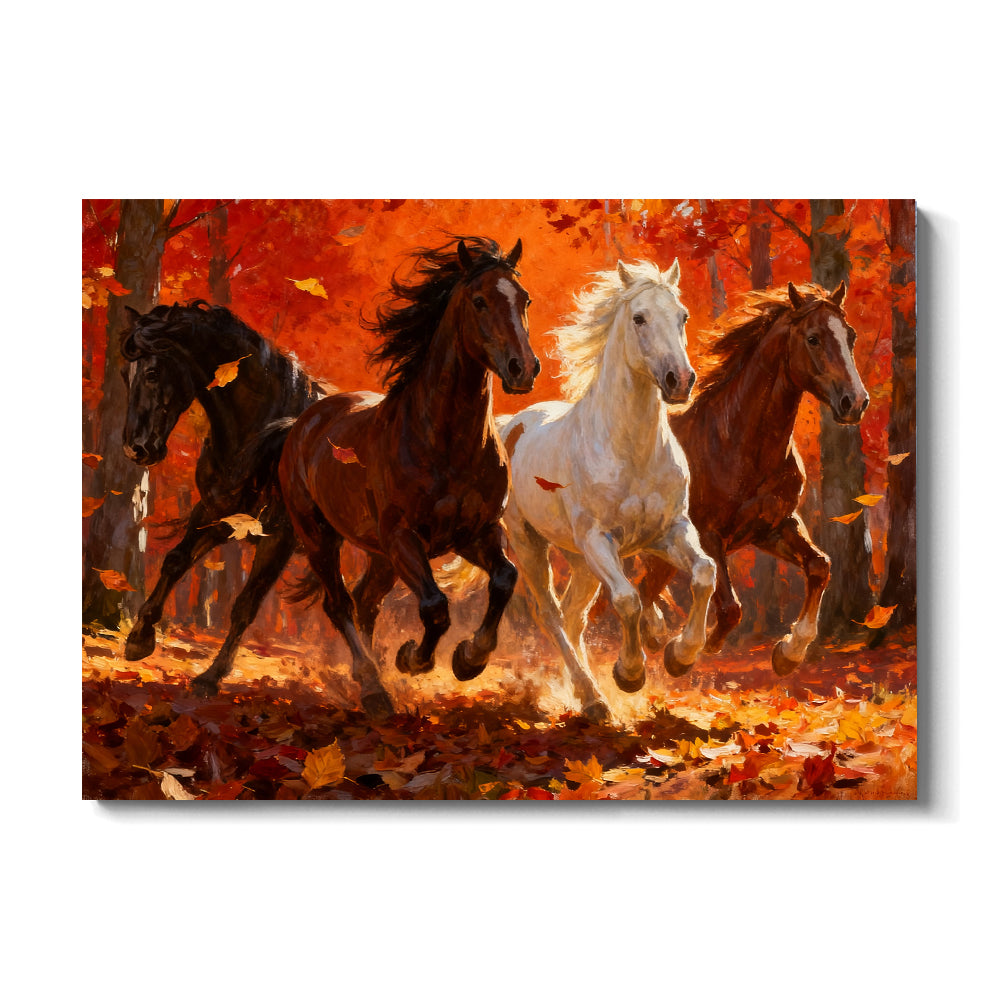 Autumn Blaze Herd horse wall art, front view on a white background.