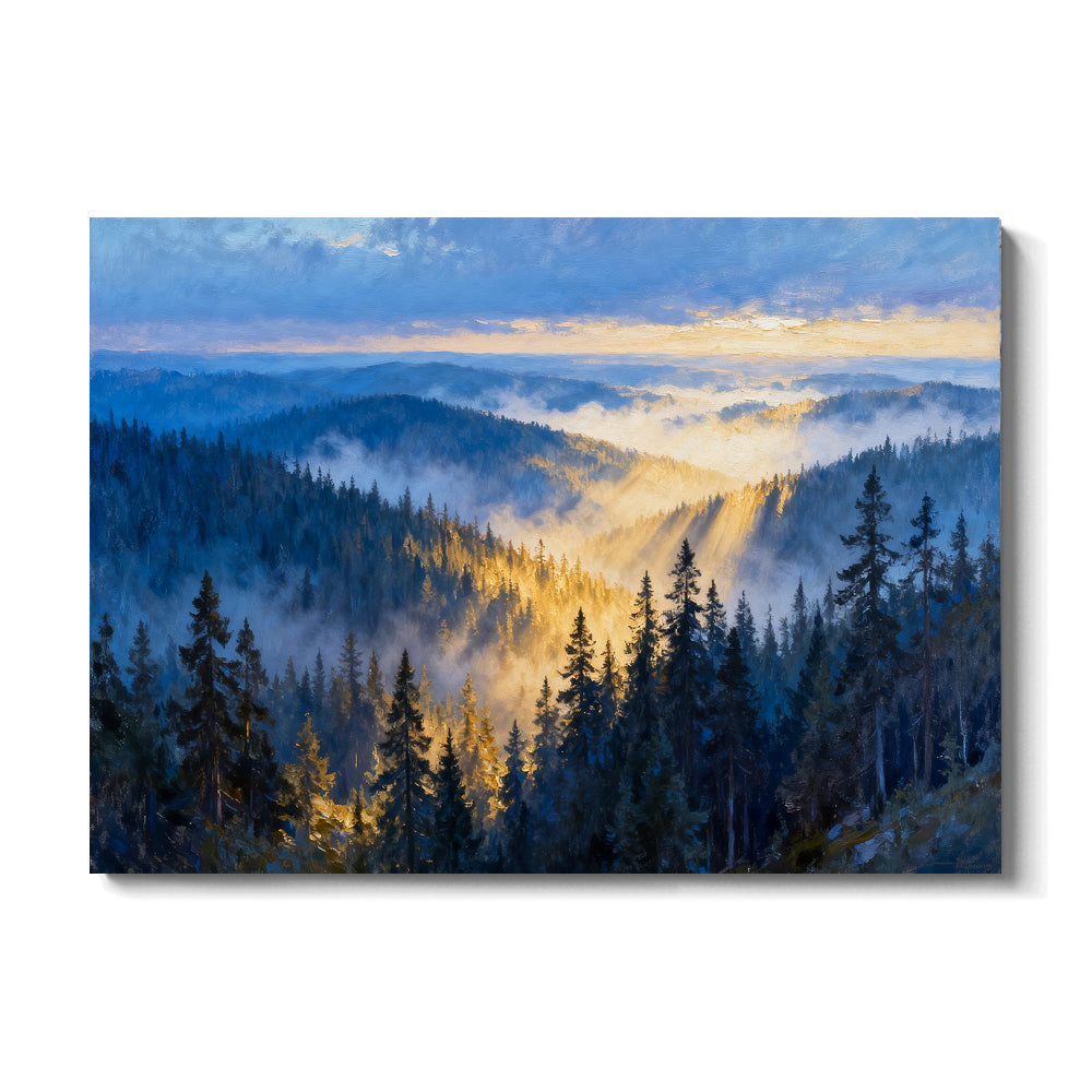 Morning Mist Canopy canvas wall art, front view on a white background.