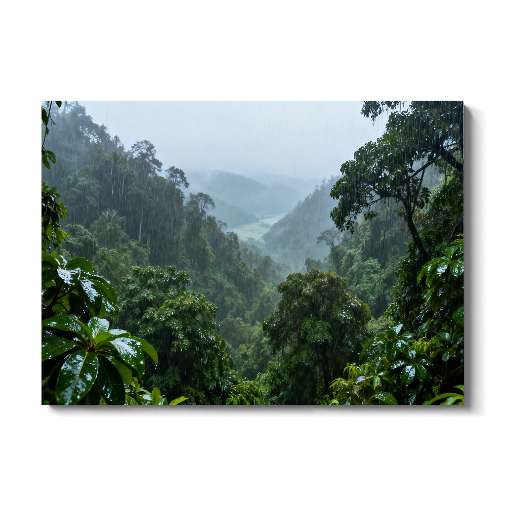Rainforest Mist Valley canvas wall art, front view on a white background.