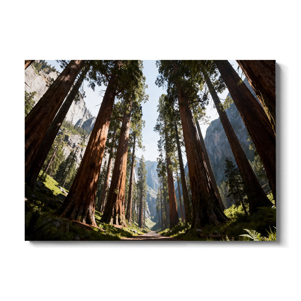 Towering Forest Light canvas wall art, front view on a white background.