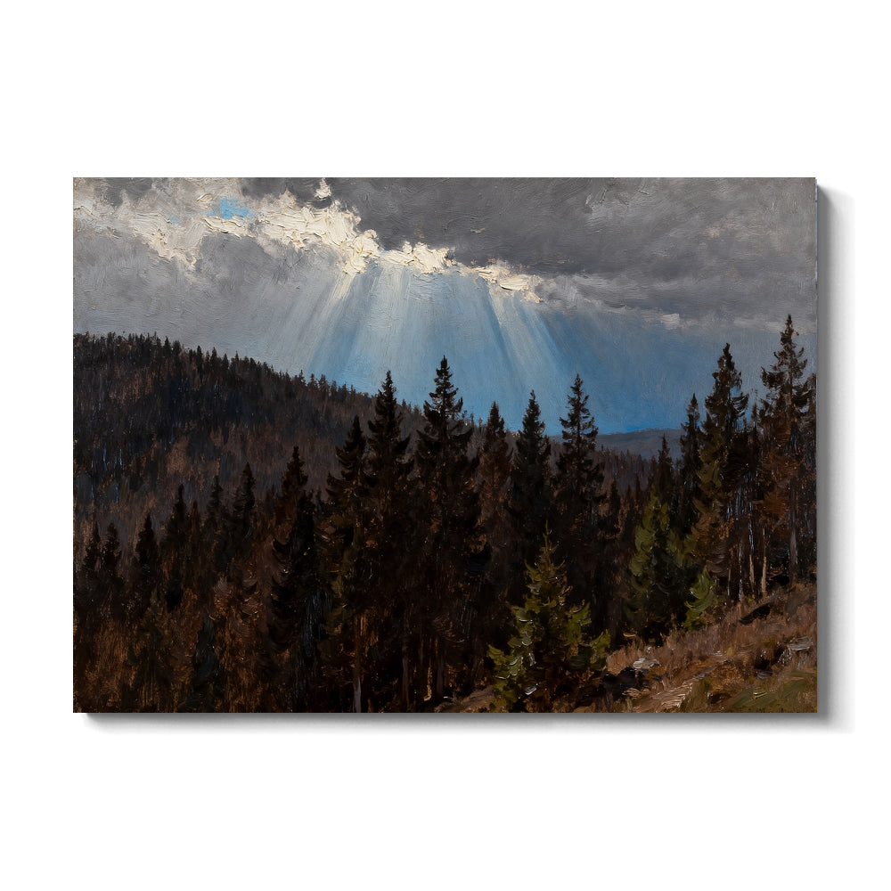 Light Through Stormclouds canvas wall art, front view on a white background.