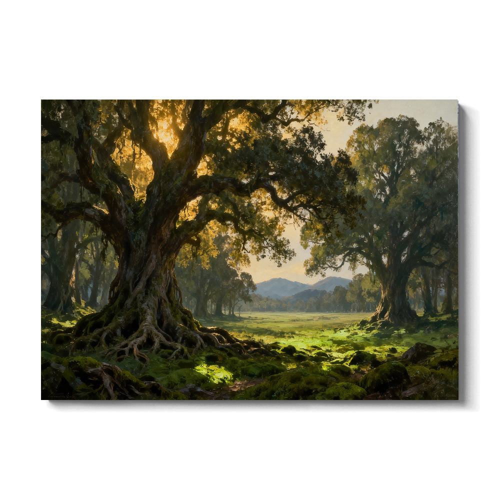 Ancient Woodland Arch canvas wall art, front view on a white background.