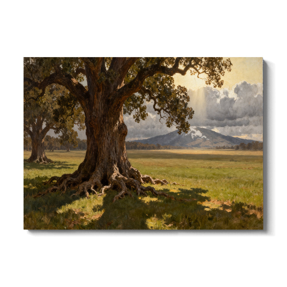 Old Oak Meadow canvas wall art, front view on a white background.