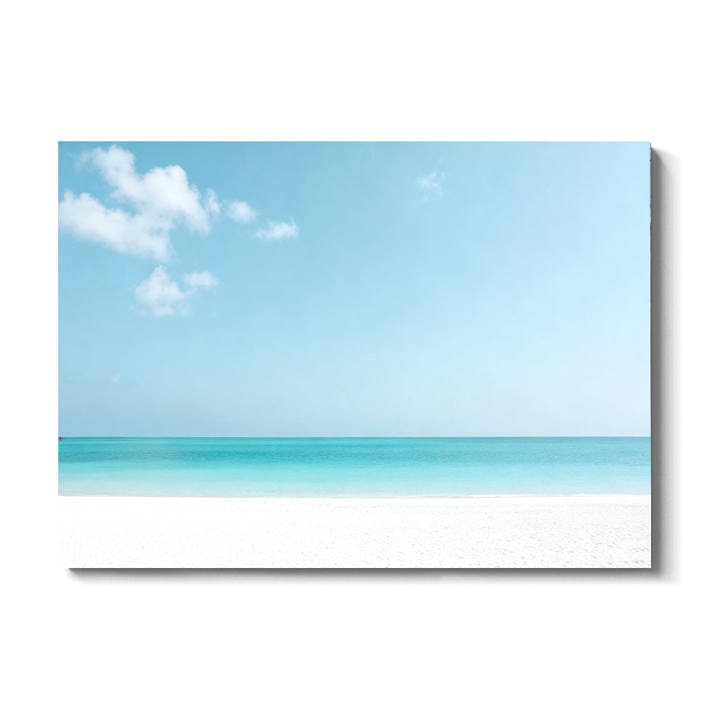 Pale Turquoise Horizon canvas wall art, front view on a white background.