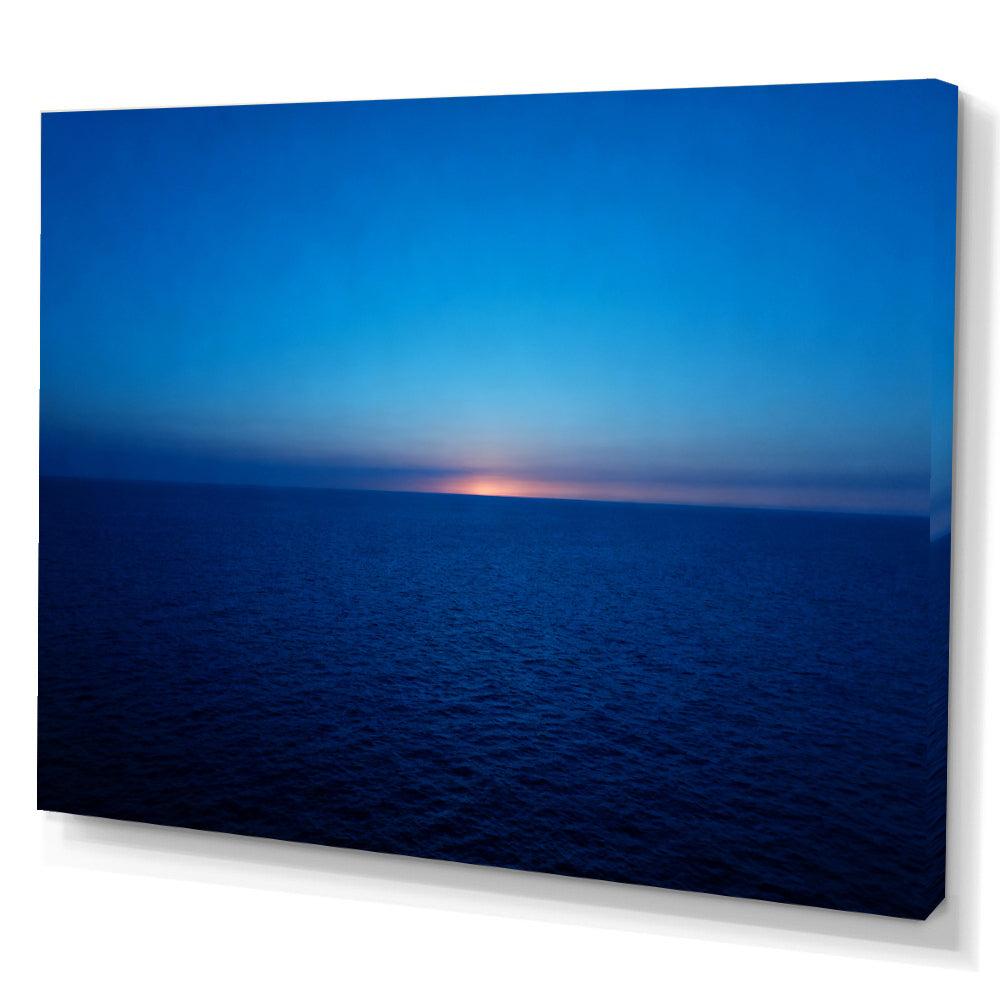 Deep Blue Twilight canvas wall art, angled canvas mockup on a white background.