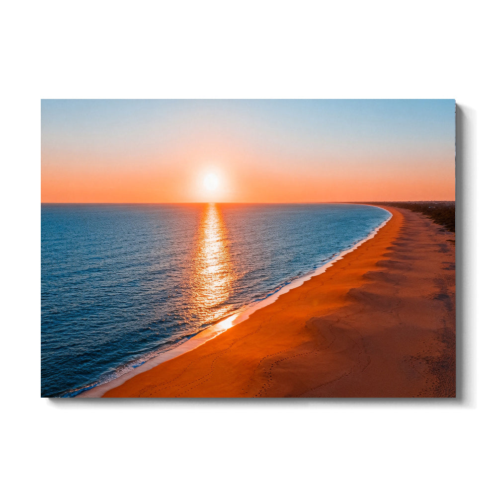 Golden Curving Coast canvas wall art, front view on a white background.