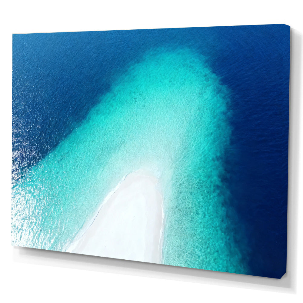 Sapphire Sandbar Point canvas wall art, angled canvas mockup on a white background.