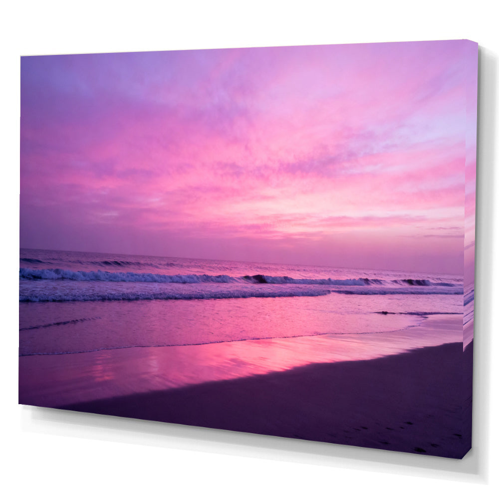 Violet Evening Tide canvas wall art, angled canvas mockup on a white background.