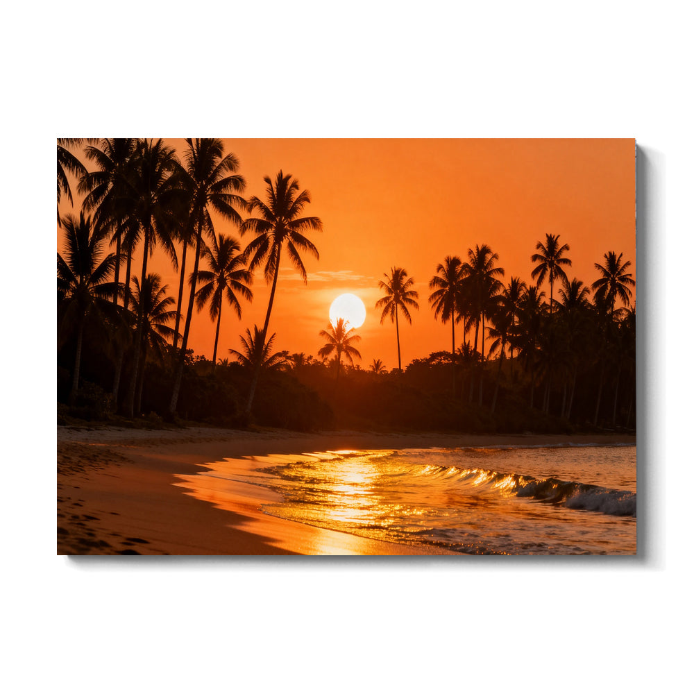 Amber Palm Cove canvas wall art, front view on a white background.