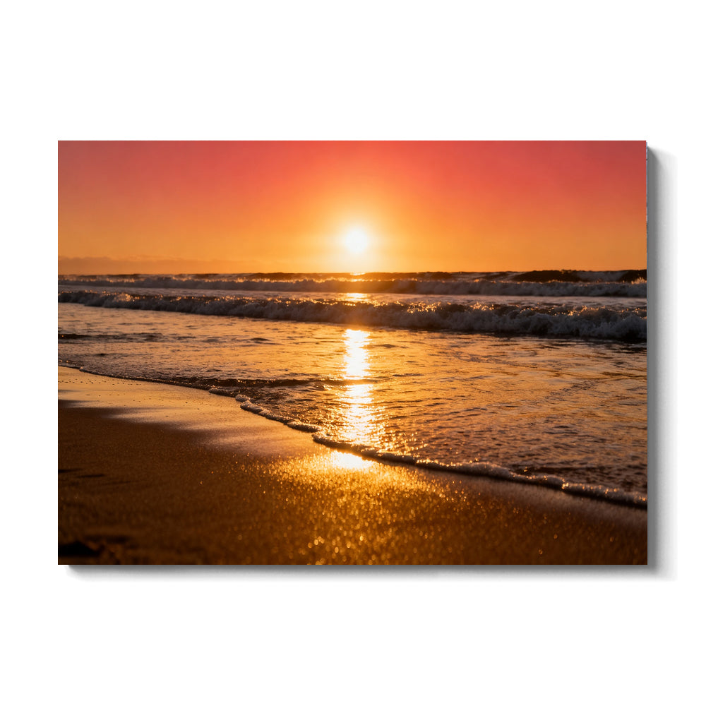 Golden Surf Reflection canvas wall art, front view on a white background.