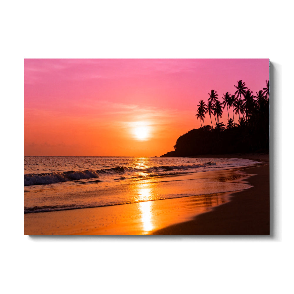 Coral Sunset Headland canvas wall art, front view on a white background.