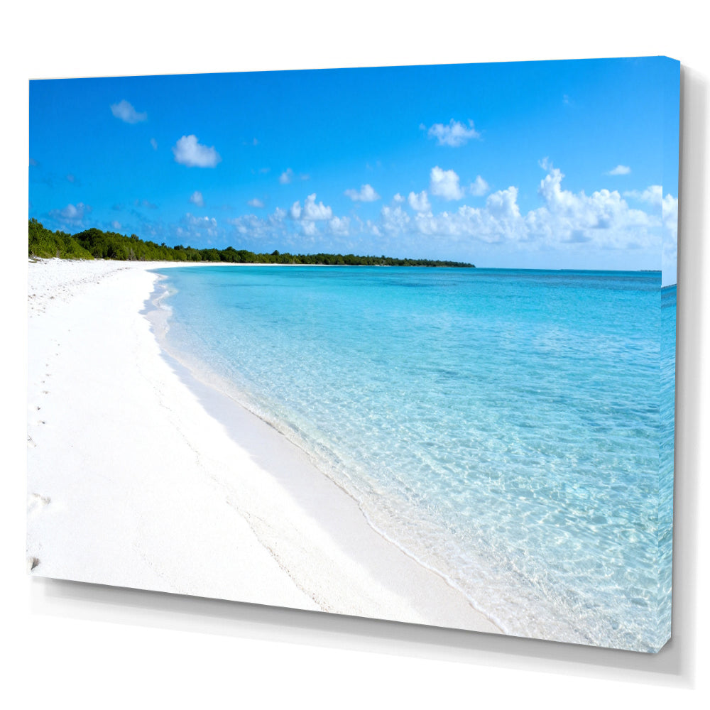 White Sand Stillness canvas wall art, angled canvas mockup on a white background.