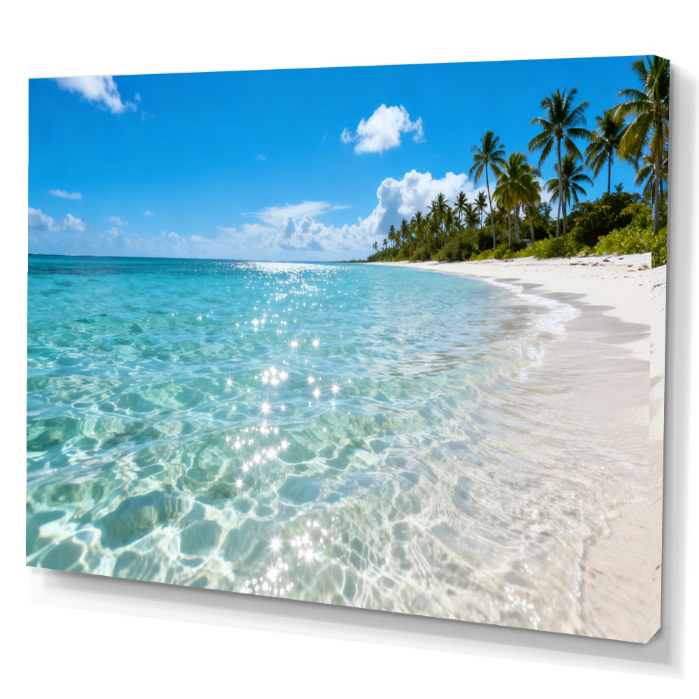 Crystal Water Coast canvas wall art, angled canvas mockup on a white background.