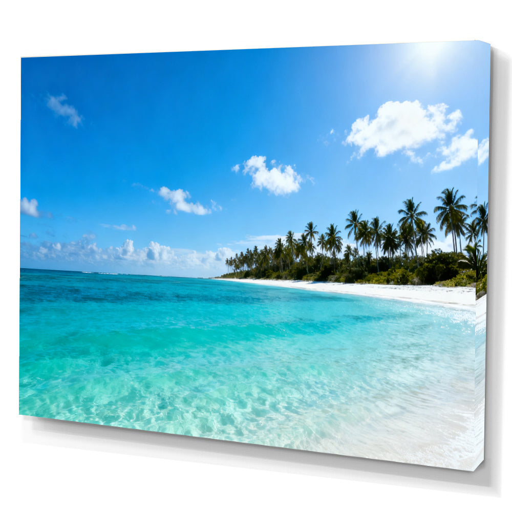 Clear Lagoon Horizon canvas wall art, angled canvas mockup on a white background.